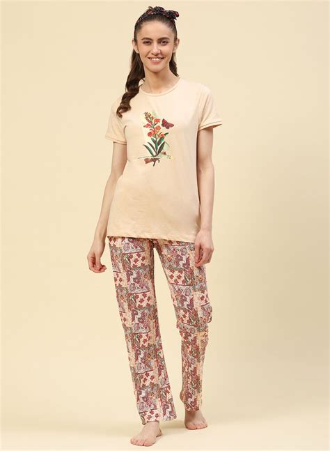 Buy Women Beige Printed Lower Set Online in India - Monte Carlo