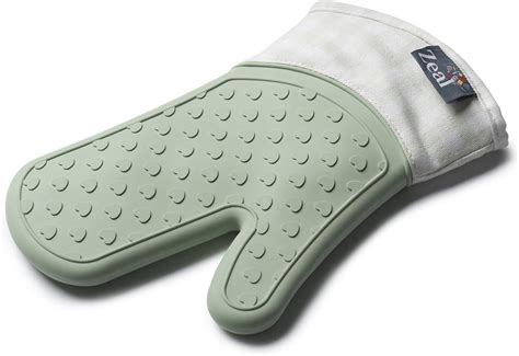 Zeal Silicone Heavy Duty Single Oven Mitt Glove Gingham, Sage Green (29 ...