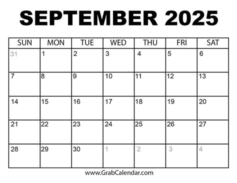 September Month Calendar 2025 | Calendar Printable
