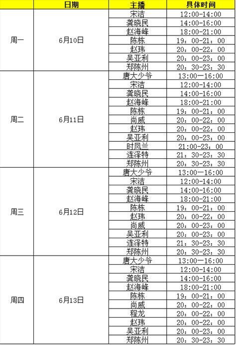 【预告】6月10日-6月16日直播时间表 - 天天象棋微官网