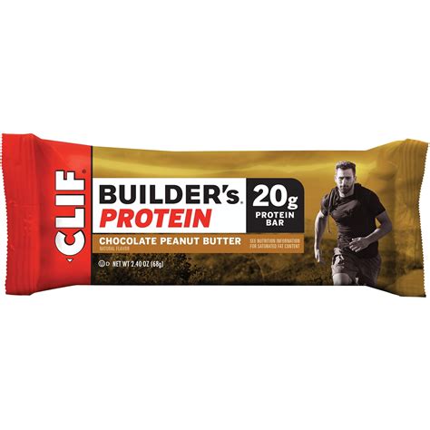 Clif Builder's Chocolate Peanut Butter Protein Bar, 2.4 oz., 12 Bars ...
