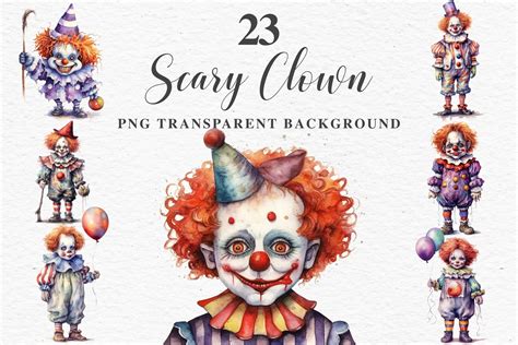 Scary Clown Creepy Spooky Halloween Art Graphic by Rabbit Heart Clipart ...
