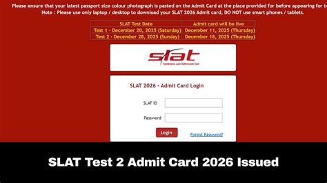SLAT Test 2 Admit Card 2026 Issued; Here's How To Download