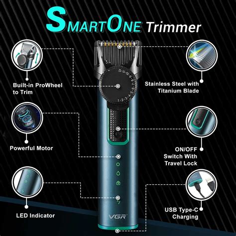 VGR V-973 SmartOne Hair Trimmer for Men, 100 Min Runtime, USB-C