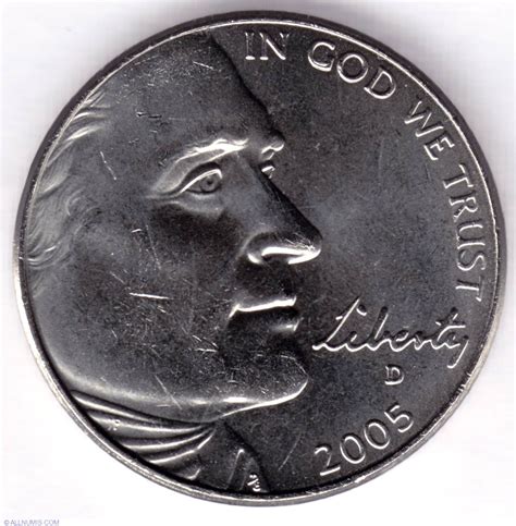 Jefferson Nickel 2005 D Bison, Nickel (Five Cents), Jefferson ...