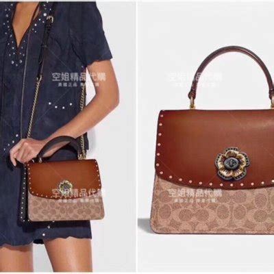 空姐精品代購 COACH 53349 52664 經典標誌鉚釘PARKER手袋頂部手柄 花朵旋扣 手提斜挎 女包 附購證 | Yahoo拍賣