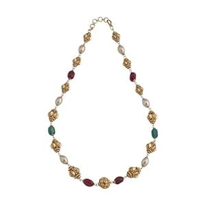 Buy Kushal's Fashion Jewellery Ruby-Green-Pearl Gold Plated Ethnic 92.5 ...