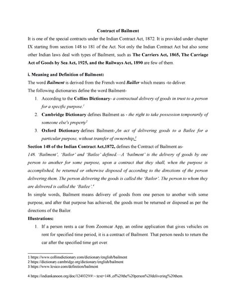 Contract of Bailment - It is provided under chapter IX starting from ...