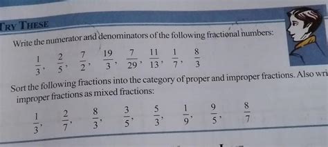 write the numerator and denominator the following fractional numbers ...