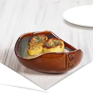 Buy MAKREY Ceramic Stoneware Pottery Serving Bowl 7"/18cm for Pasta ...