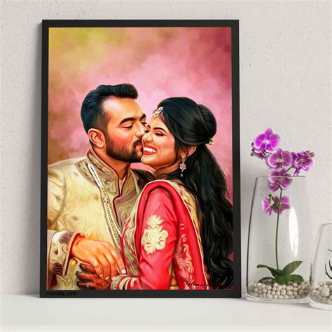 Wedding Gift Oil Painting Photo Frame | Canvas Painting, Oil Painting ...