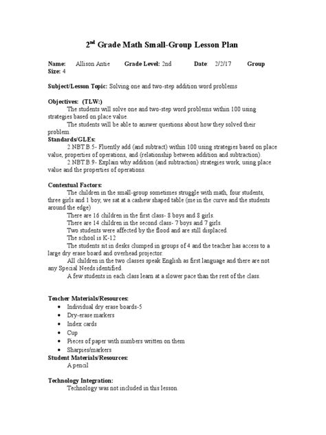 Lesson Plan Example Math for Small Group 的图像结果