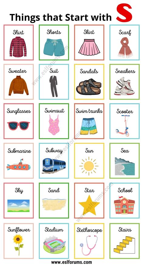 210 Superb Things that Start with S | S Objects for Kids - ESL Forums