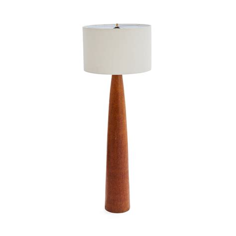 Wood Modern Pillar Floor Lamp with White Shade - Gil & Roy Props