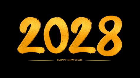 feliz año nuevo 2028 números dorados caligrafía manuscrita, ilustración ...