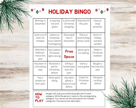 Holiday Bingo Game • Christmas Game for Family, Friends, or Coworkers ...