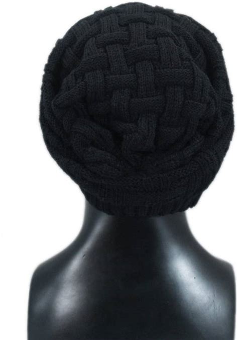 Buy deep sell Self Design Winter Beanie Cap Black Free Size Cap Online ...