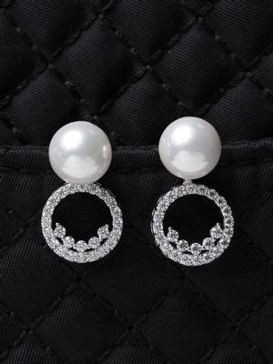 Buy CLARA 925 Silver Pearl Detach Earrings Rhodium Plated Swiss ...