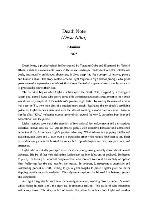Death Note (Desu Nōto) - An In-Depth Analysis of Themes and Characters ...