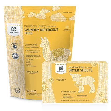 Grab Green Newborn Baby Laundry Detergent Pods and Dryer Sheets Bundle ...