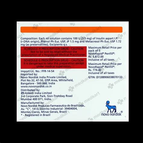 NOVORAPID PENFILL 3 ML Price, Uses, Side Effects & Substitutes | Medkart