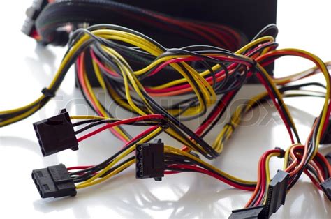 Colored computer wires against the ... | Stock image | Colourbox