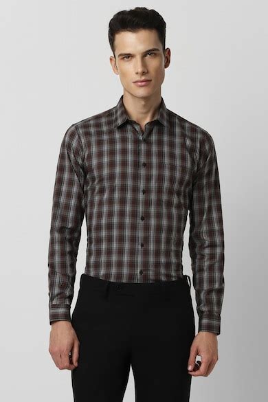 Buy Men Brown Slim Fit Check Full Sleeves Formal Shirt Online - 939072 ...