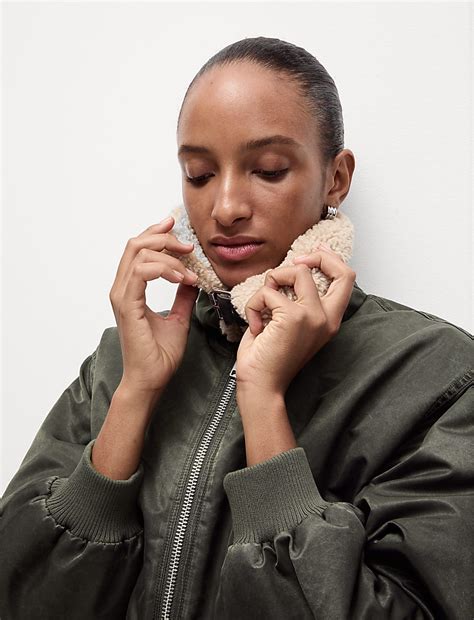 Buy Borg Textured Collared Bomber Jacket at Marks & Spencer