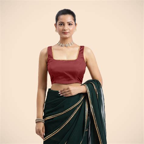 Tanvi Sleeveless Saree Blouse: Gota Patti, Square & Halter Neck – Binks