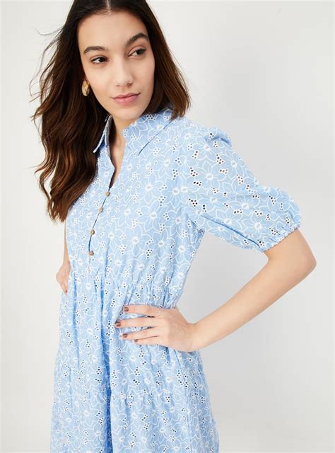 Buy Women Schiffli Tiered Midi Dress Online at just Rs. 1599.0 ...