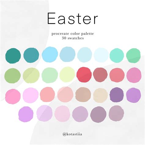 Easter Color Palette, 30 Procreate Swatches, Pastel Colors, Pink and ...