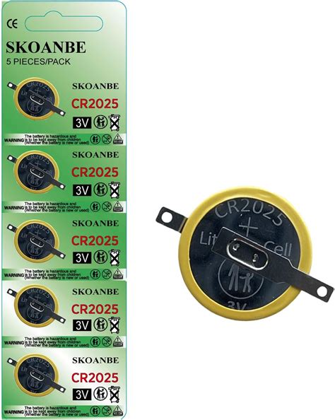 Amazon.com: SKOANBE 5PACK Tabbed CR2032 2032 Battery with Solder Tabs ...