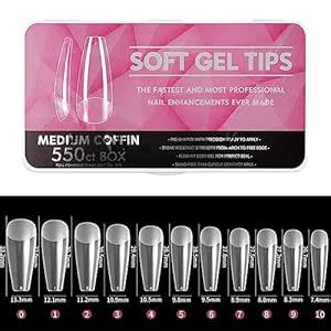 Buy NAILWIND Nail Tips,soft Gel Full Cover Nails, Clear Acrylic Nail ...