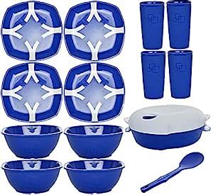 Buy Cutting EDGE Plastic Microwave Safe Dinner Set, 15-Pieces, Electric ...