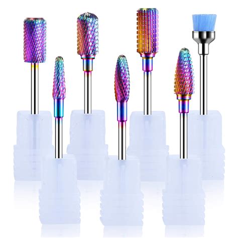 Tungsten Carbide Nail Drill Bits Set 7Pcs Less Dust Acrylic Nail File ...