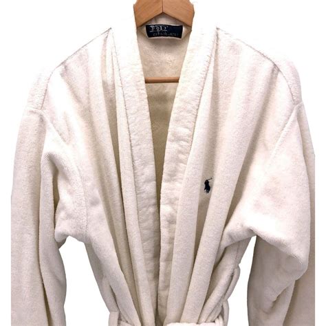 Vintage Polo Ralph Lauren Robe Mens One Size Heavy Belted White Logo ...