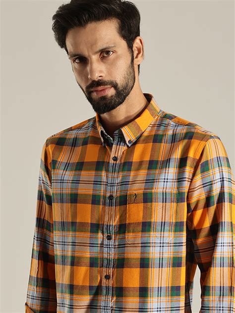 Buy Men Checked Full Sleeve Cotton Shirt – Indian Terrain