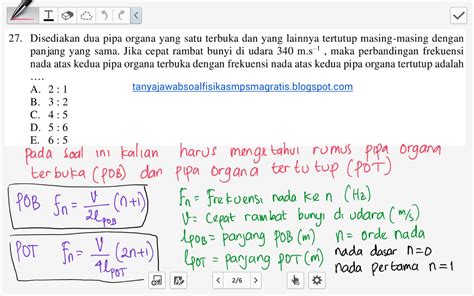 Contoh Soal Pipa Organa Terbuka & Pembahasannya