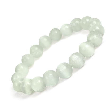 Natural Selenite 10mm Bracelet Charged By Reiki Grandmaster And Vastu
