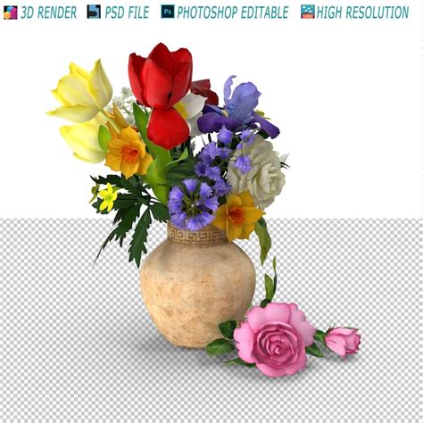 Bouquet flower 3d modeling psd file | Premium PSD