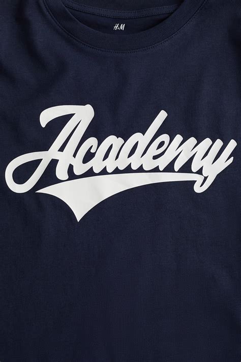 Printed cotton T-shirt - Dark blue/Academy - Kids | H&M IN