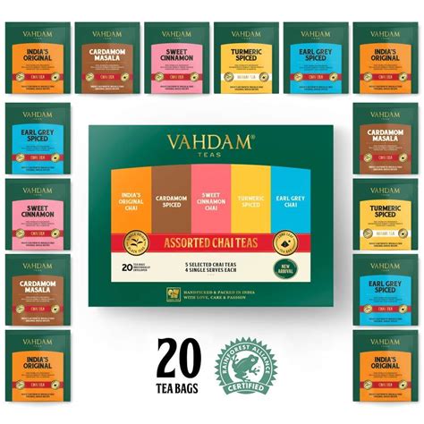 VAHDAM, Chai Tea Sampler, 5 TEAS - Tea Variety Pack | Assorted Chai Tea ...