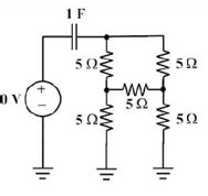 The initial charge in the 1 F capacitor present in the circuit shown is ...