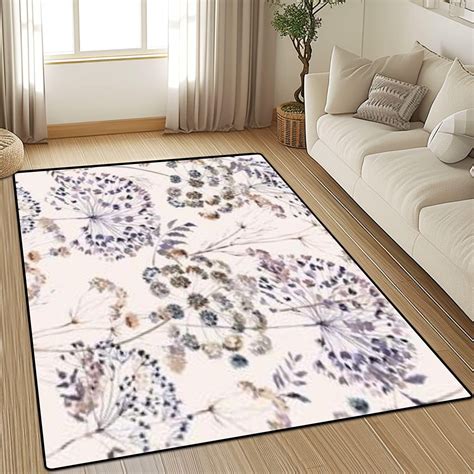 Area Rug Non-Slip Rug Boho Flowers Watercolor Seamless Paper For Fabric ...