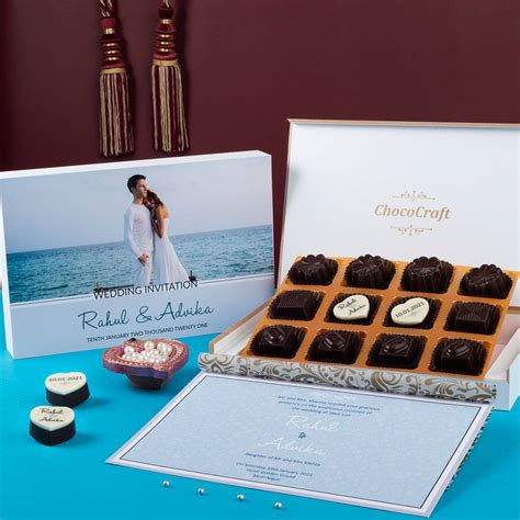 Wedding Invitations - 12 Chocolate Box - Middle Printed Chocolates (10 ...