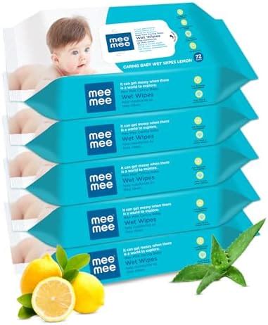 Mee Mee Baby Gentle Wet Wipes Infused with Aloe vera & Lemon Extracts ...