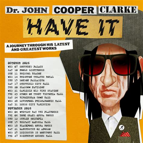 Dr John Cooper Clarke announces 2026 UK tour "through latest and ...
