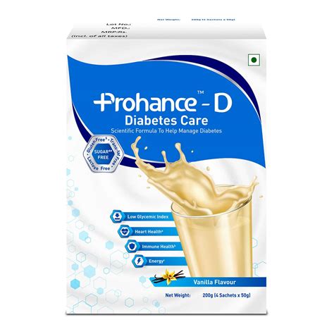 Buy PROHANCE D VANILLA DIABETES CARE POWDER SUGAR FREE JAR OF 400 G ...