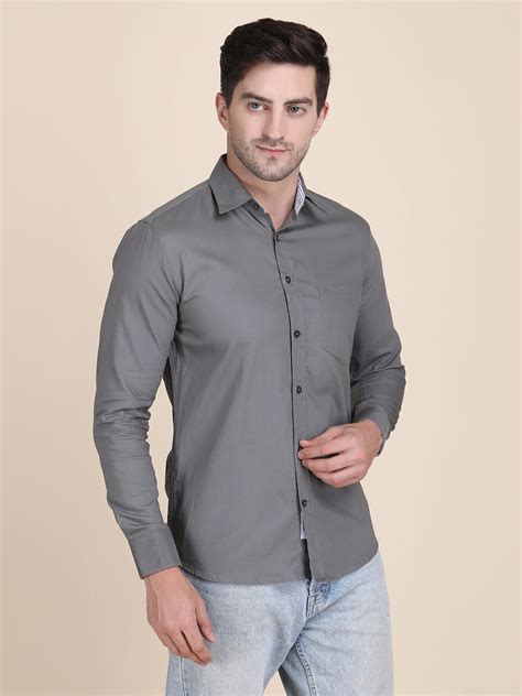 Plain Spread Collar Slim Fit Casual Shirt – KalvinClo