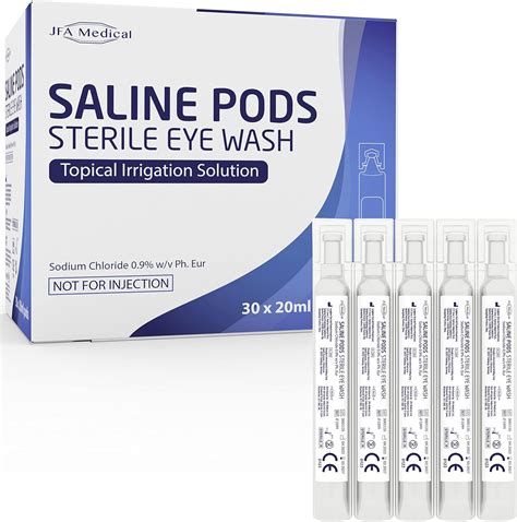 Sterile Saline Solution Eye Wash and Wound Pods 20ml Box of 30 : Amazon ...